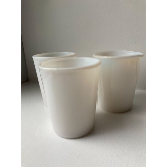 3 Vintage Hazel Atlas 3.5" Translucent White Milk Glass Juice Tumblers - Picture 1 of 10